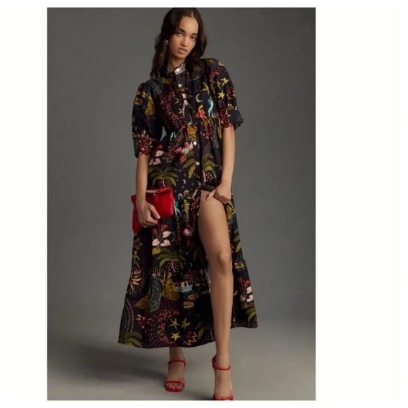 chinese dress ladies Off-White Flower Maxi Dress – FARM Rio main image 1